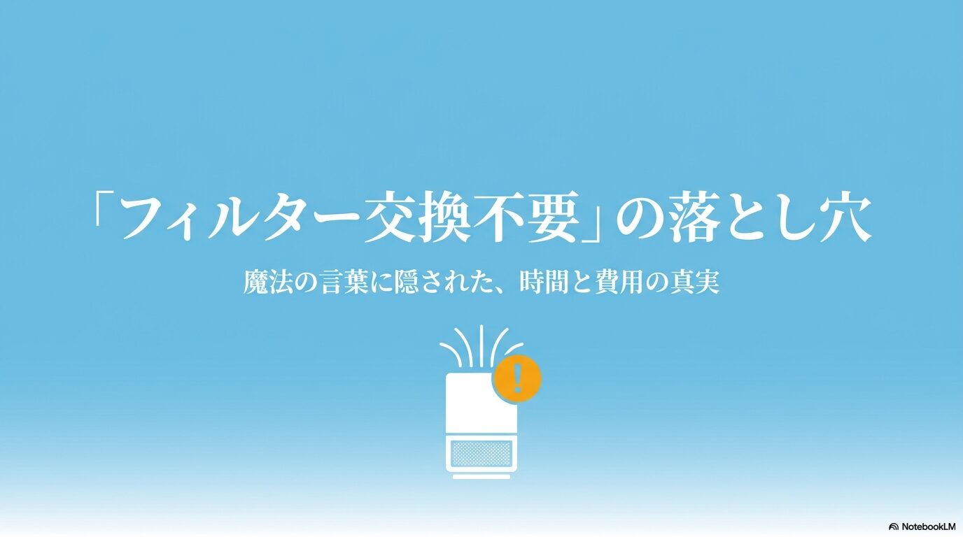 空気清浄機の「フィルター交換不要」という謳い文句に潜む落とし穴のイメージ