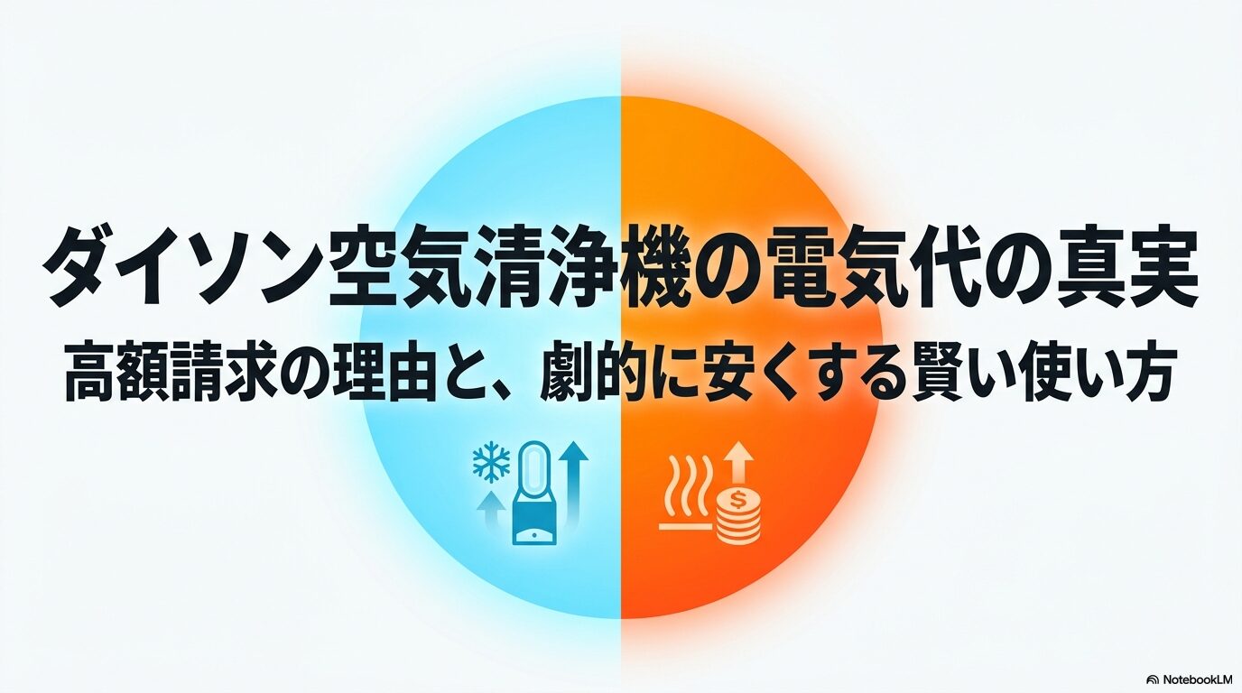 イソン空気清浄機の電気代の真実と、高額請求の理由、劇的に安くする賢い使い方について解説するタイトルスライド